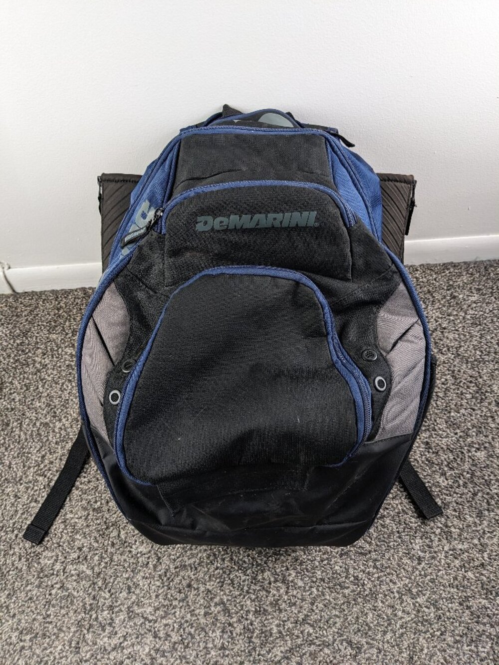 DeMarini Voodoo OG Baseball XL 2 Bat Backpack 20" Blue & Black Softball
